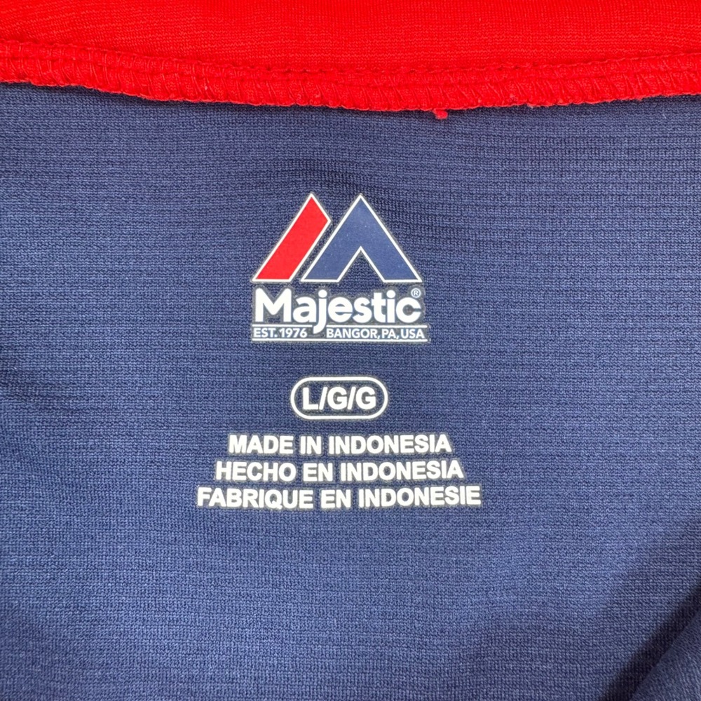 Majestic Cleveland Indians Baseball Jersey Mens‎ Large Navy Blue Cool Base M8FJ - Picture 9 of 11